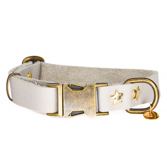 Rockxdogs - Leren halsband A star is born! - Off white