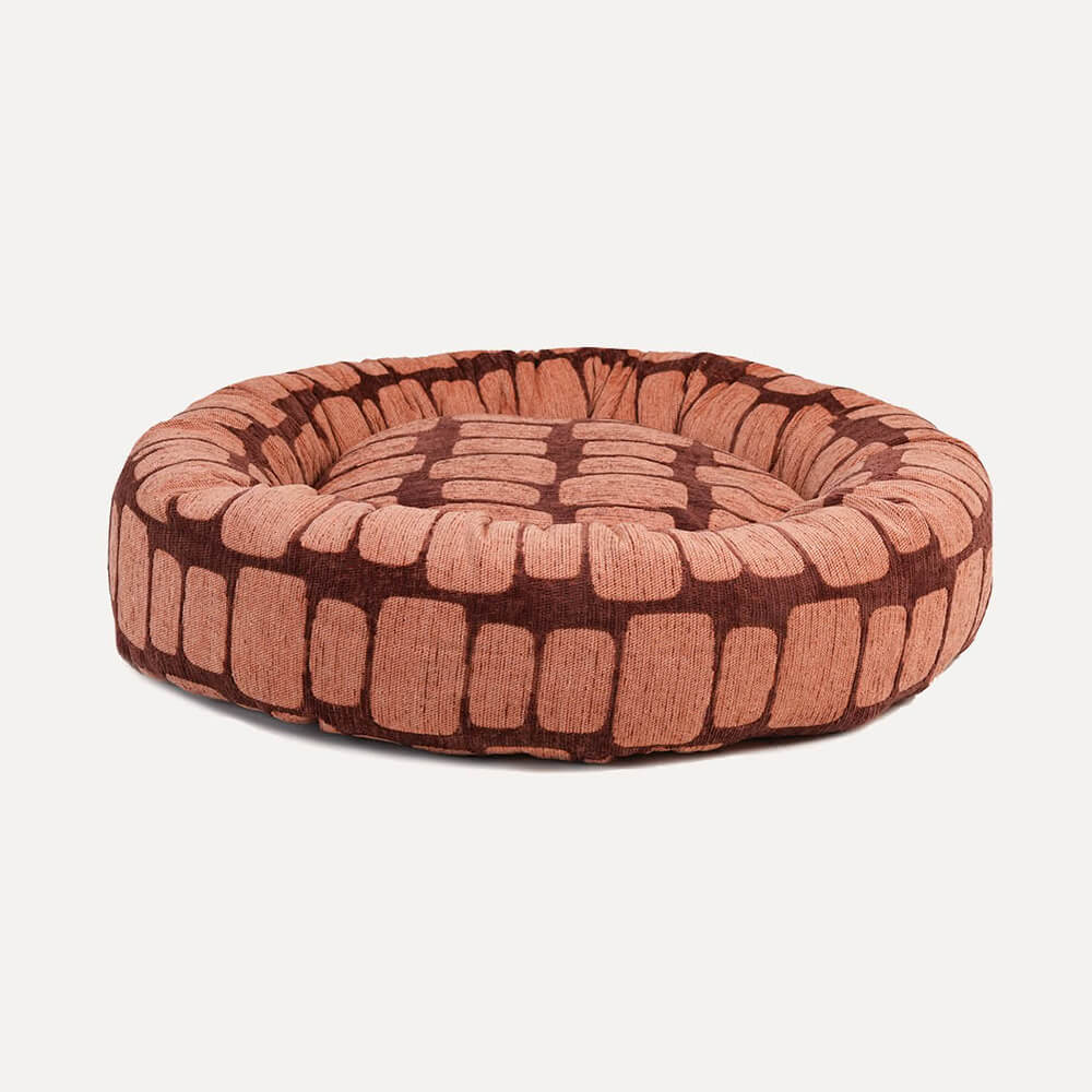 DOGGUO - Ethnic ronde hondenmand - Beige/Peach