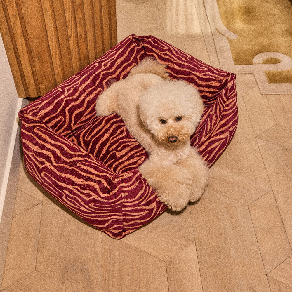 DOGGUO - Ethnic sofa hondenmand - Bordeaux/Peach