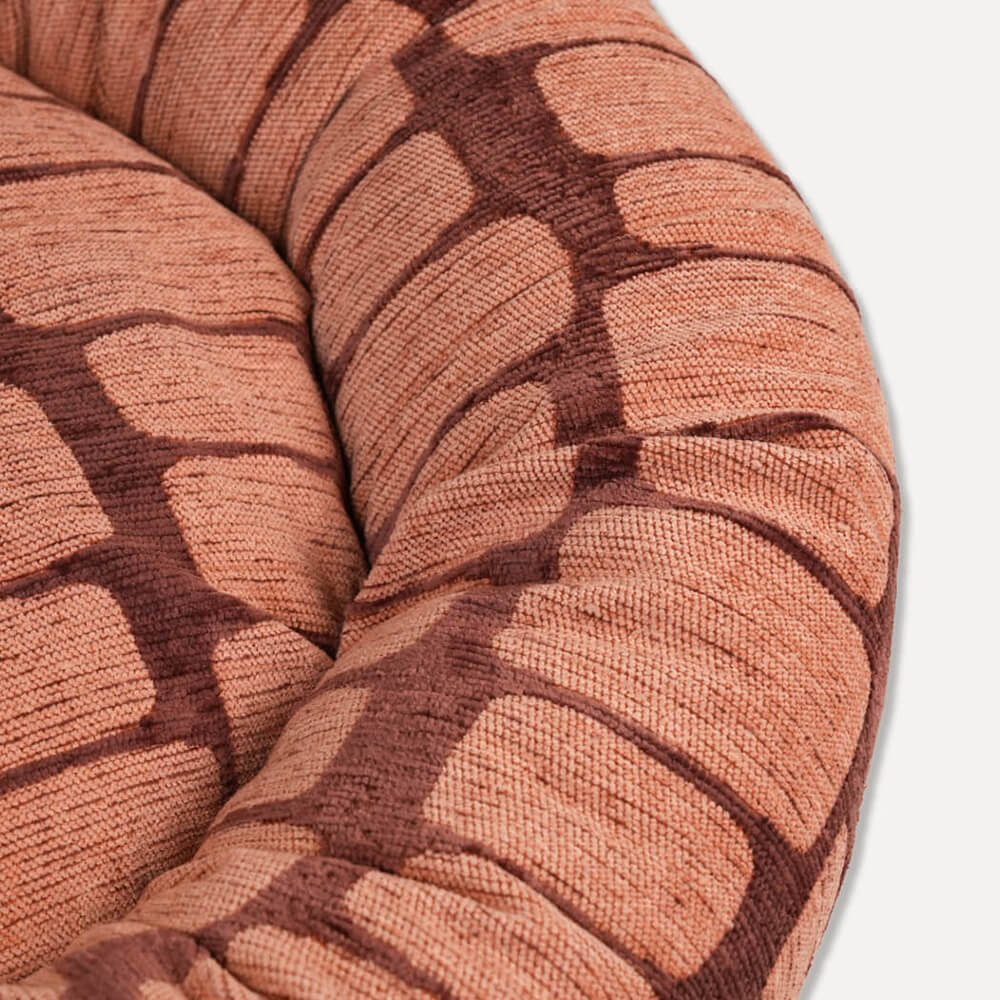 DOGGUO - Ethnic ronde hondenmand - Beige/Peach
