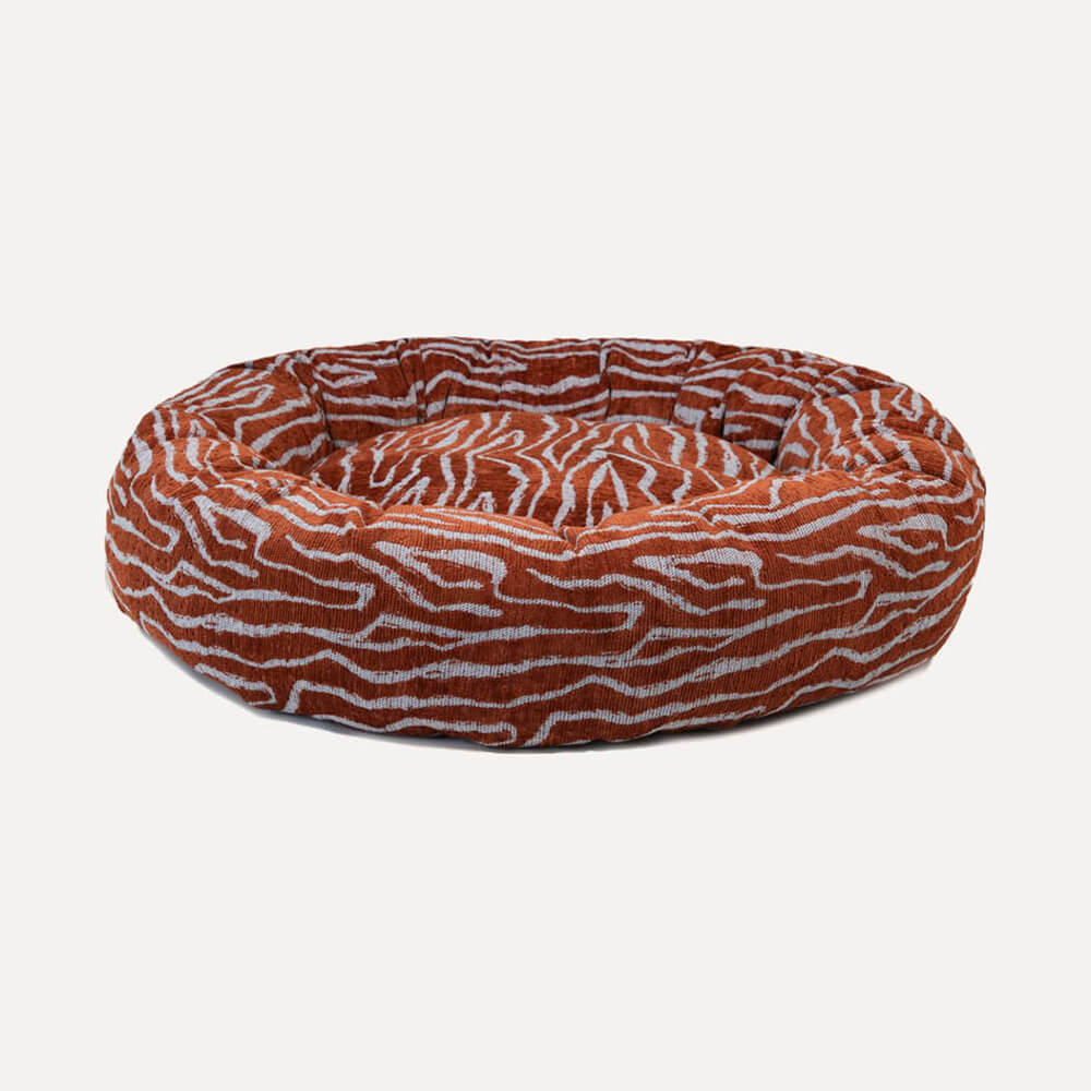 DOGGUO - Ethnic ronde hondenmand - Brown/Blue