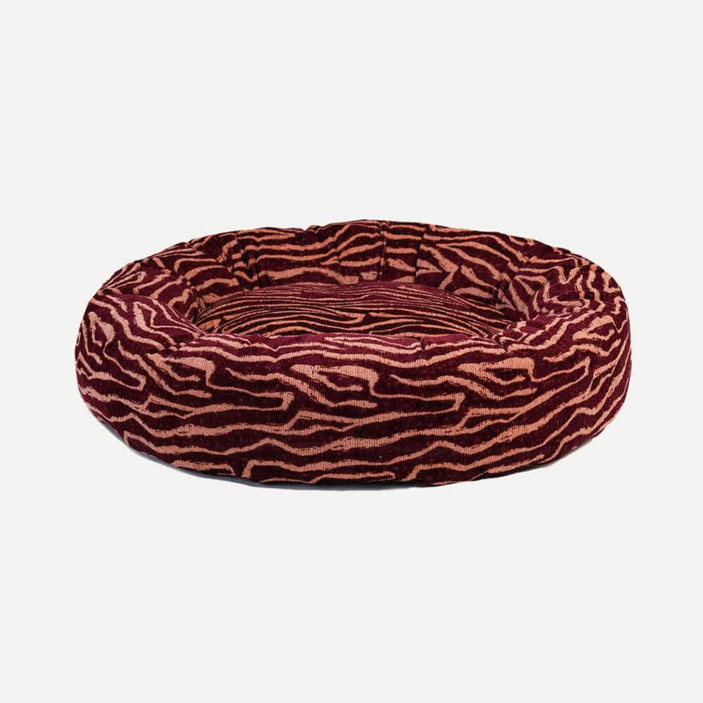 DOGGUO - Ethnic ronde hondenmand - Bordeaux/Peach
