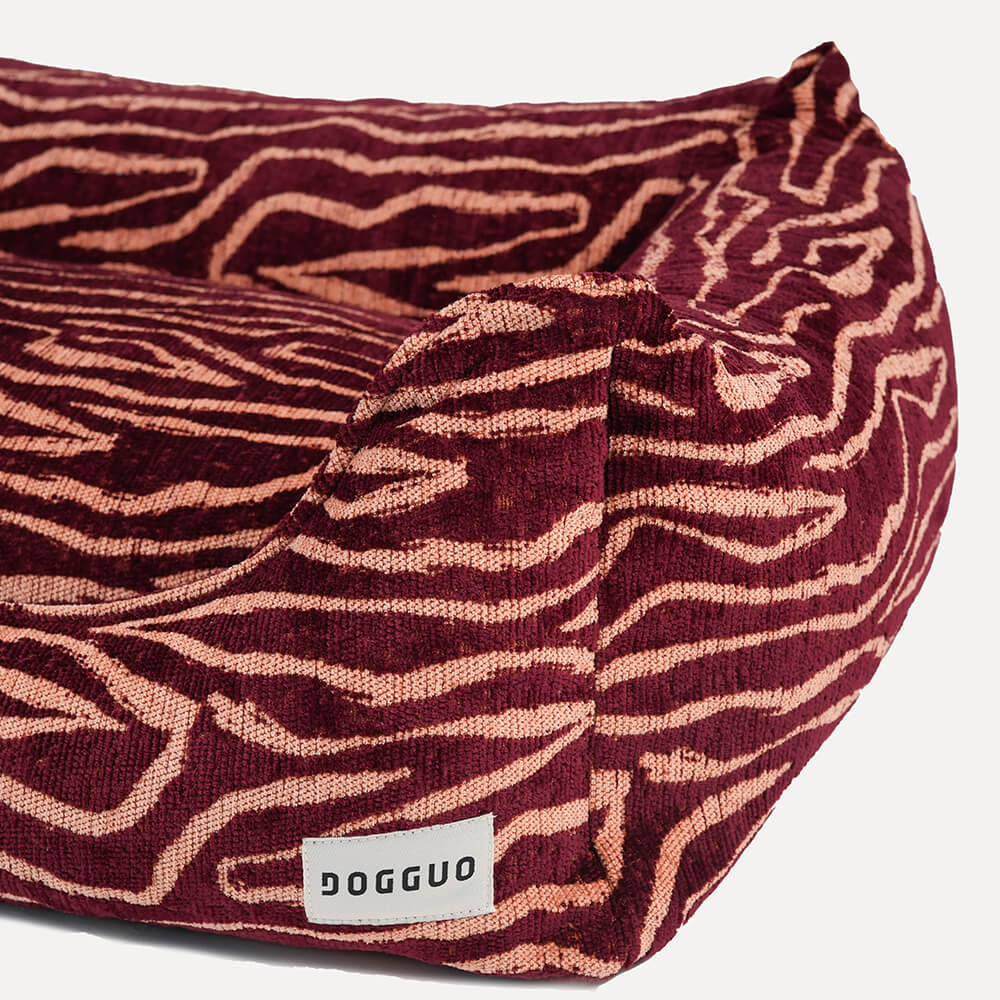 DOGGUO - Ethnic sofa hondenmand - Bordeaux/Peach