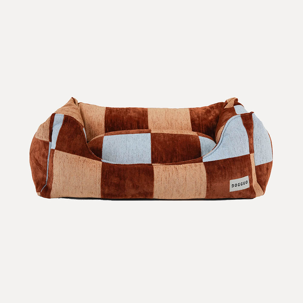 DOGGUO - Ethnic sofa hondenmand - Brown/Beige/Blue
