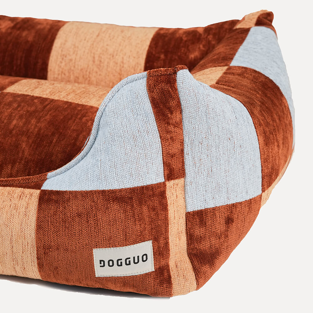 DOGGUO - Ethnic sofa hondenmand - Brown/Beige/Blue