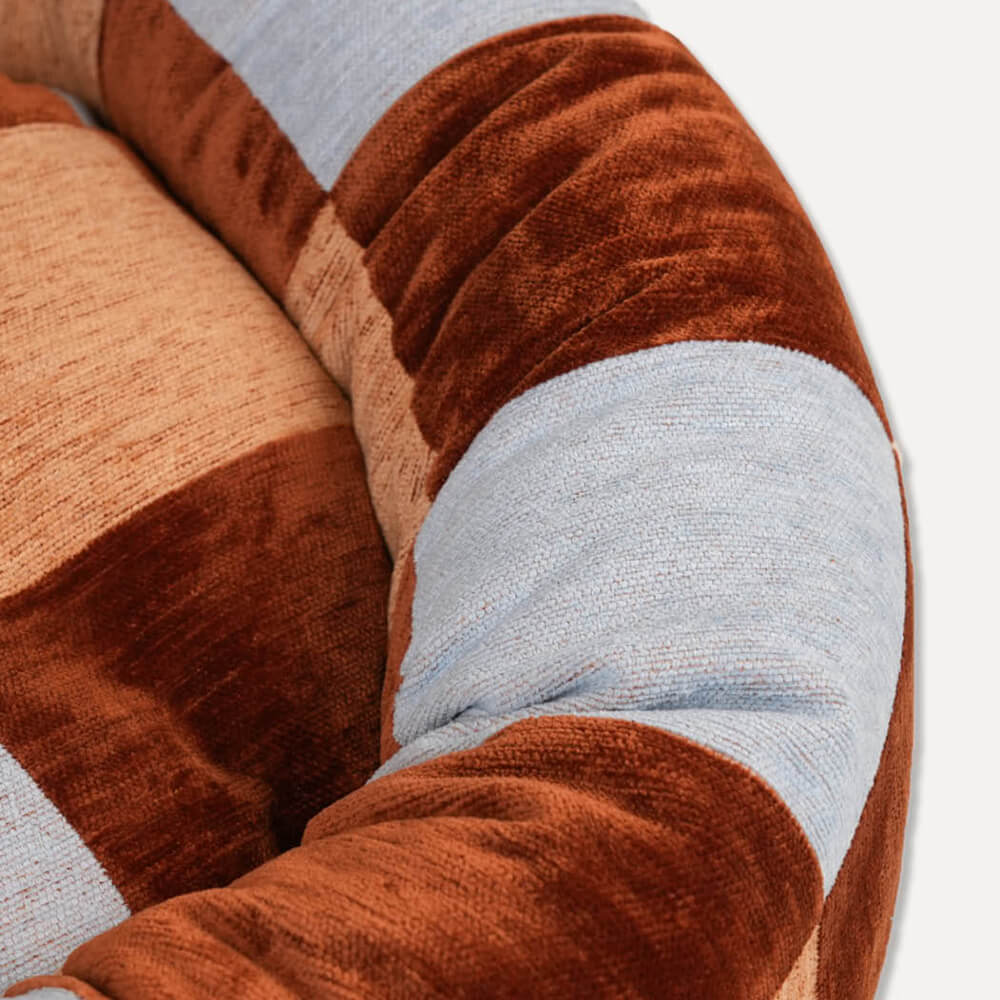 DOGGUO - Ethnic ronde hondenmand - Brown/Beige/Blue