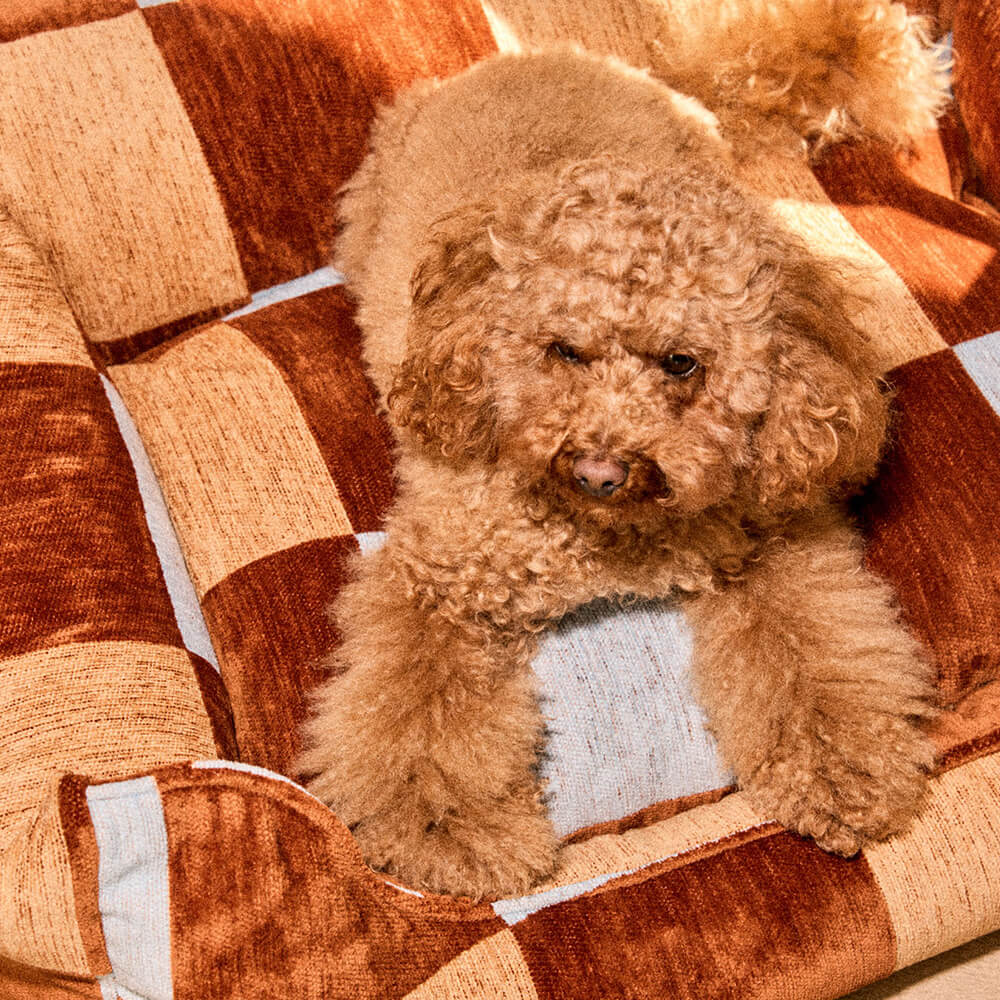 DOGGUO - Ethnic sofa hondenmand - Brown/Beige/Blue