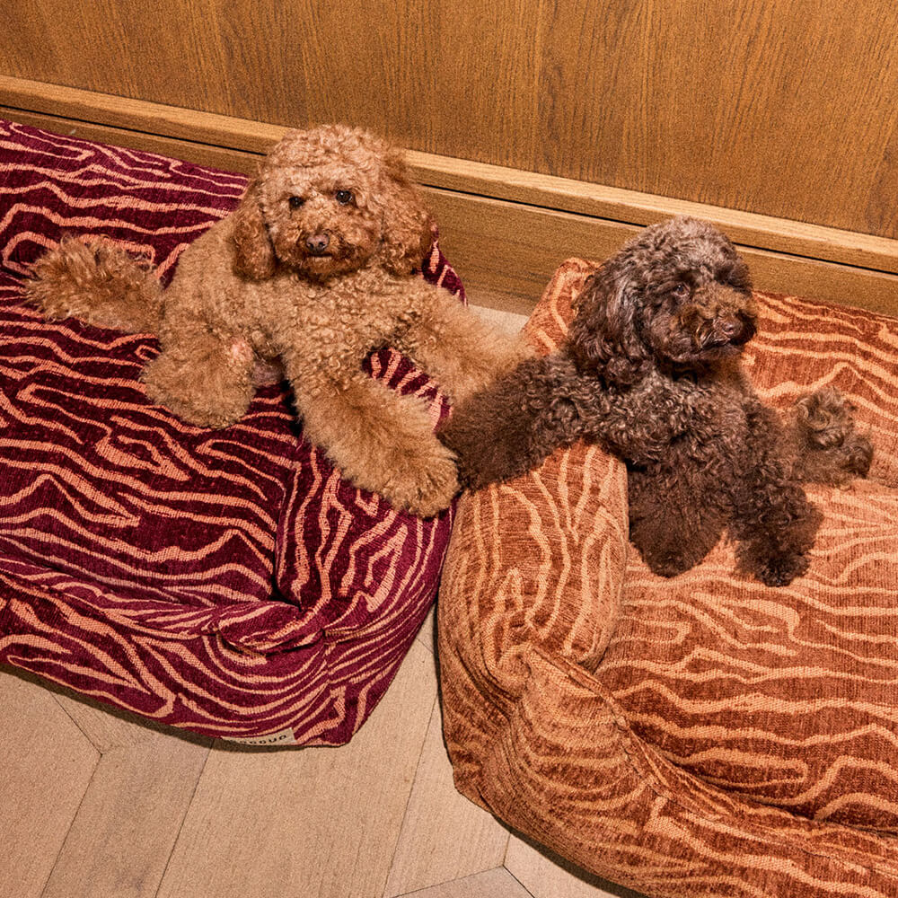 DOGGUO - Ethnic sofa hondenmand - Bordeaux/Peach