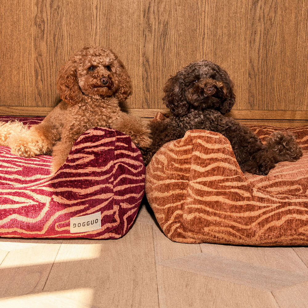 DOGGUO - Ethnic sofa hondenmand - Bordeaux/Peach
