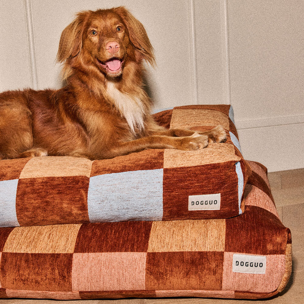 DOGGUO - Block hondenmand - Brown/Beige/Peach