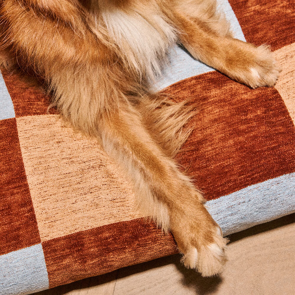 Block dog bed - Brown/Beige/Blue