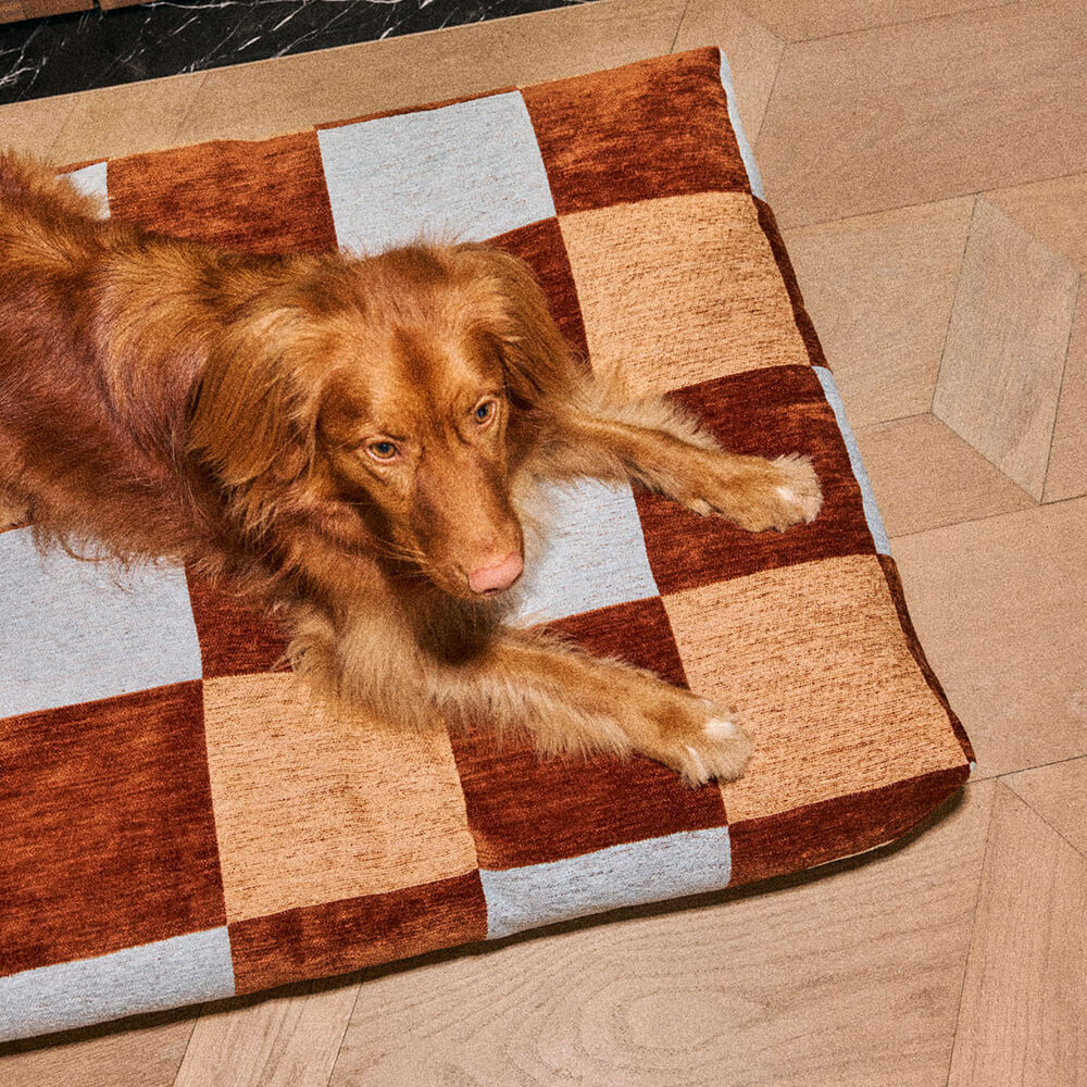 DOGGUO - Block hondenmand - Brown/Beige/Blue