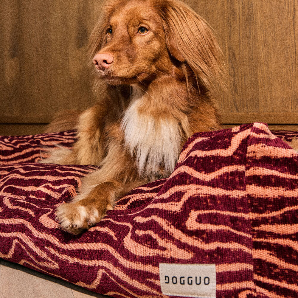 DOGGUO - Ethnic sofa hondenmand - Bordeaux/Peach