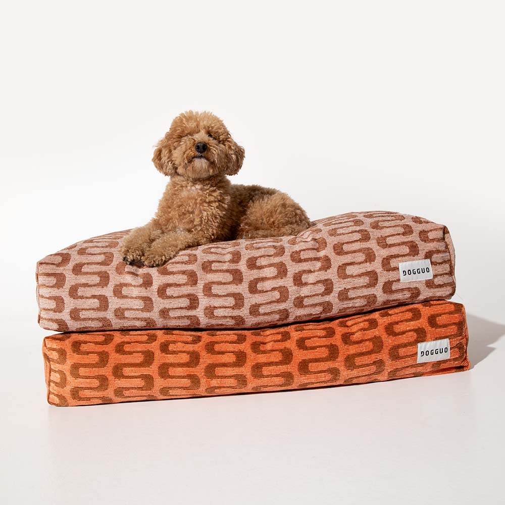 DOGGUO - Retro Wave Dog Bed - Apricot/Brown
