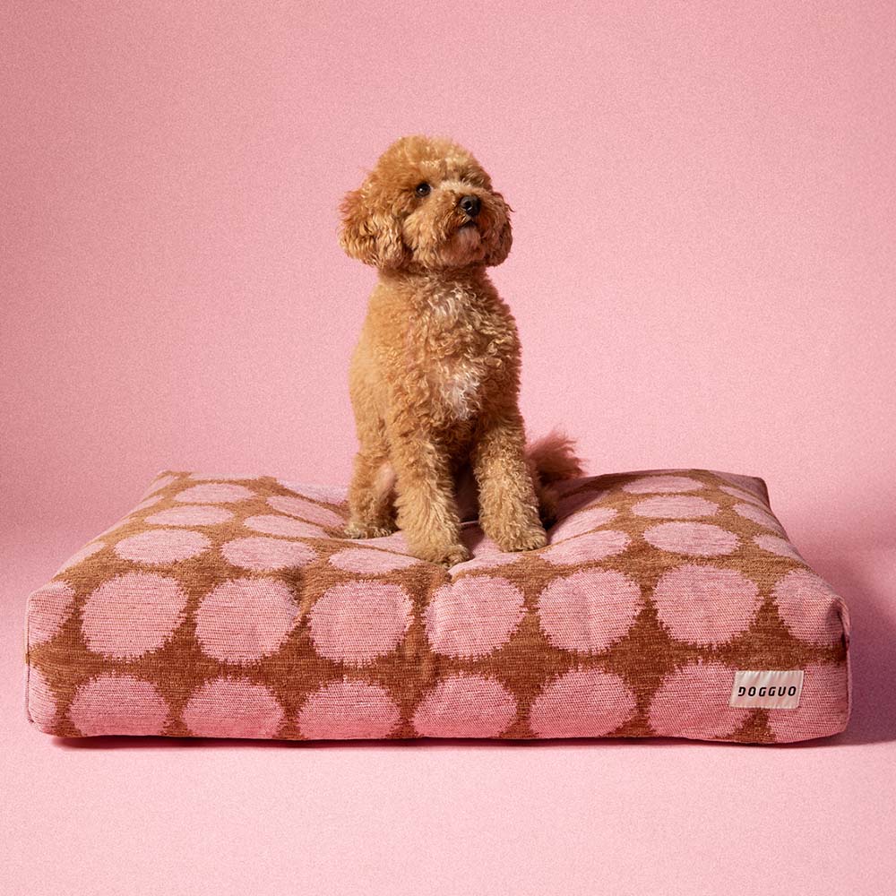 DOGGUO - Dot Dog Bed - Mocha/Pink