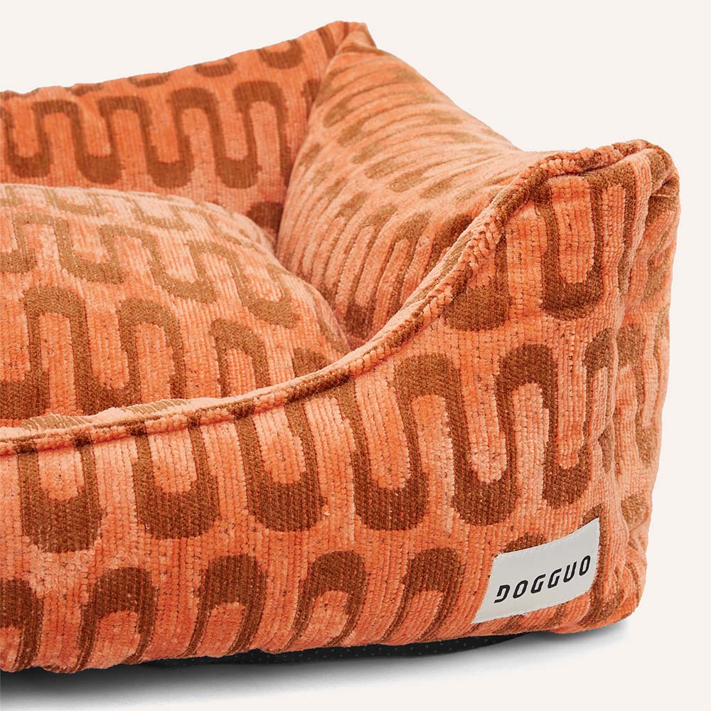 DOGGUO - Retro Wave Dog Sofa - Apricot/Brown