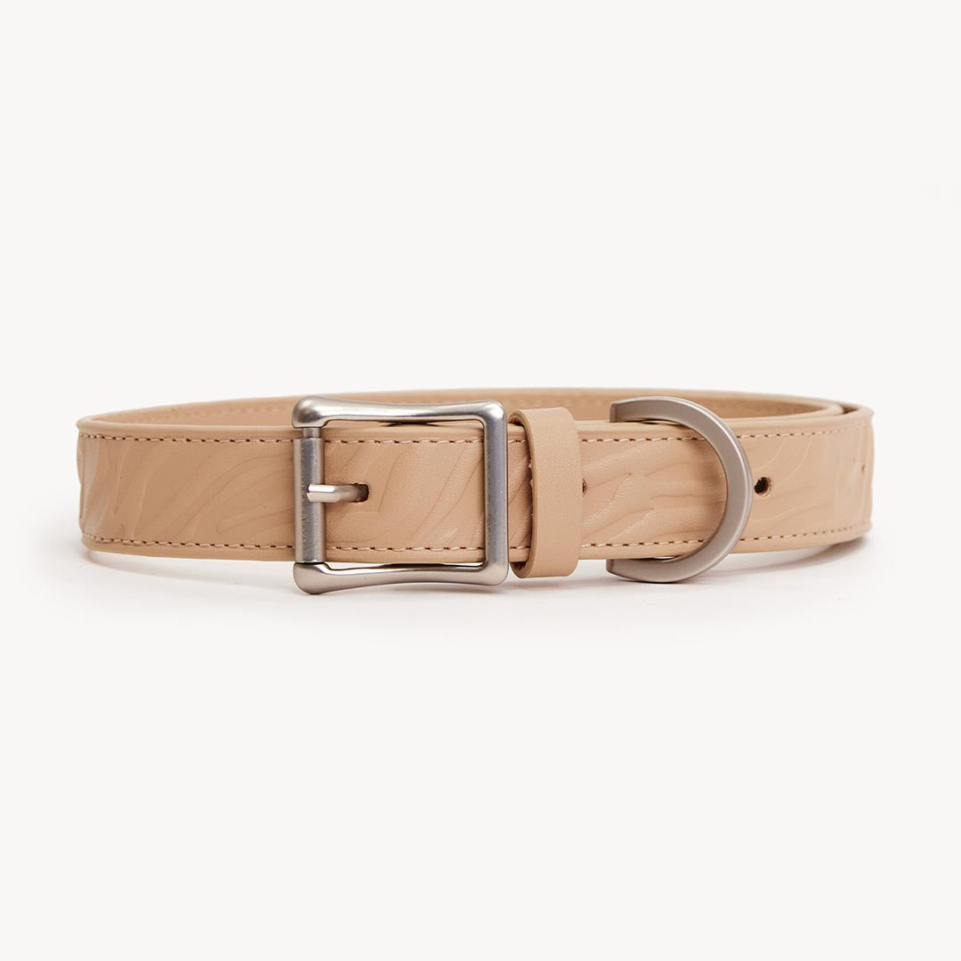 DOGGUO - Vegan Leather Collar - Zebra - Beige