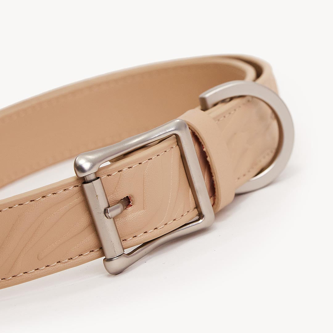 DOGGUO - Vegan Leather Collar - Zebra - Beige