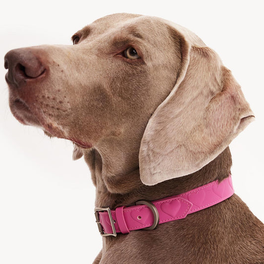 DOGGUO - Vegan Leather Collar - Heart - Pink