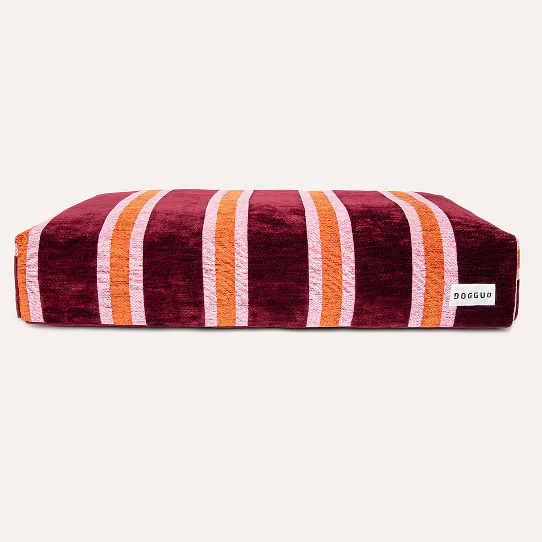 DOGGUO - Streep hondenmand - Bordeaux/Oranje/Roze