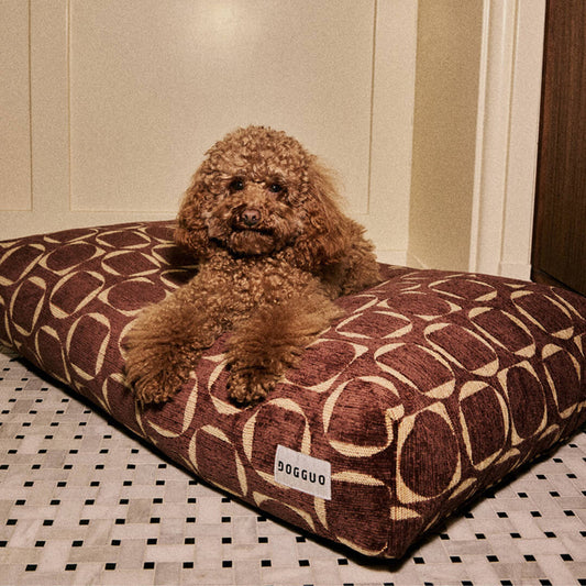 DOGGUO - Retro hondenmand - Bruin/Geel