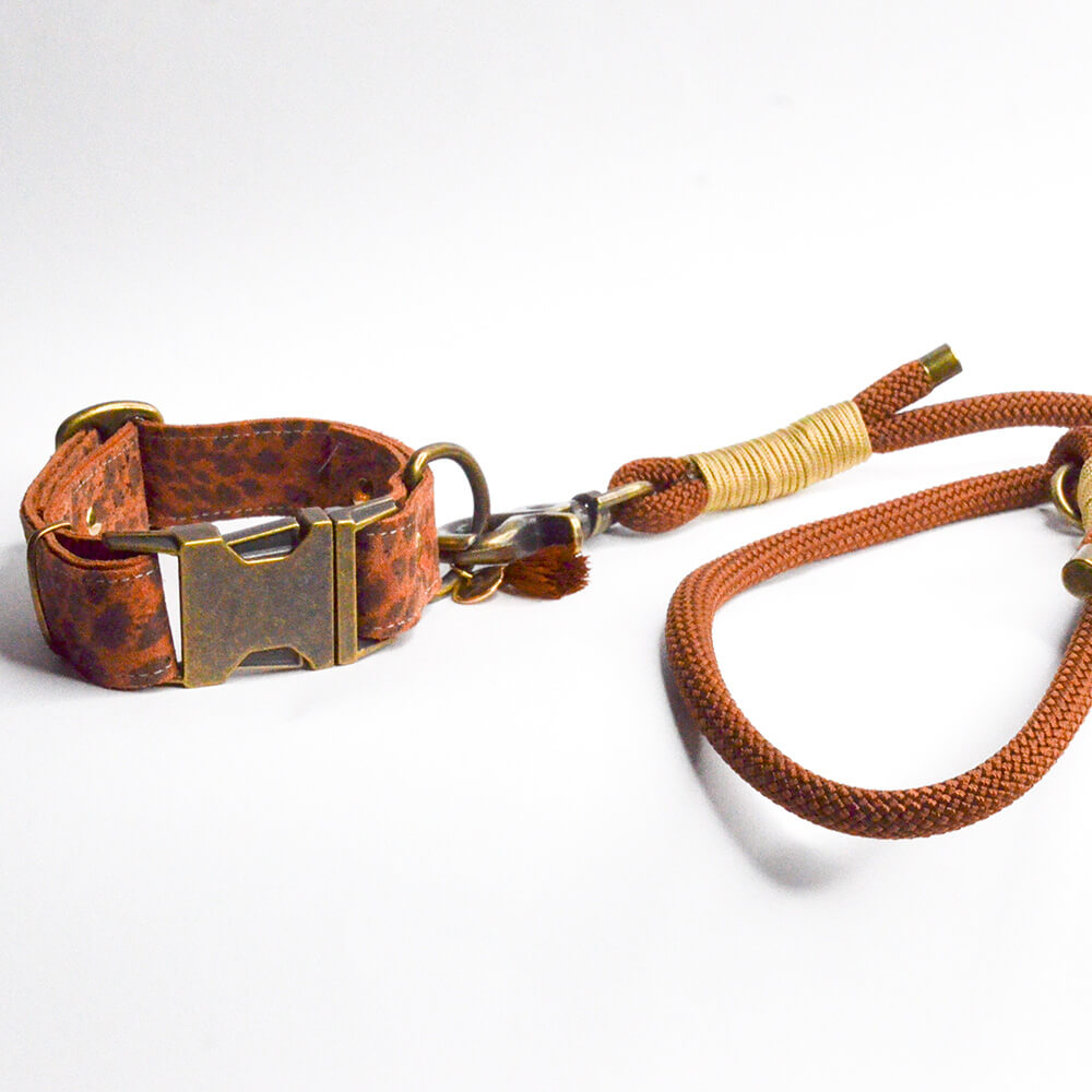 Rockxdogs - Leren halsband Leopardo