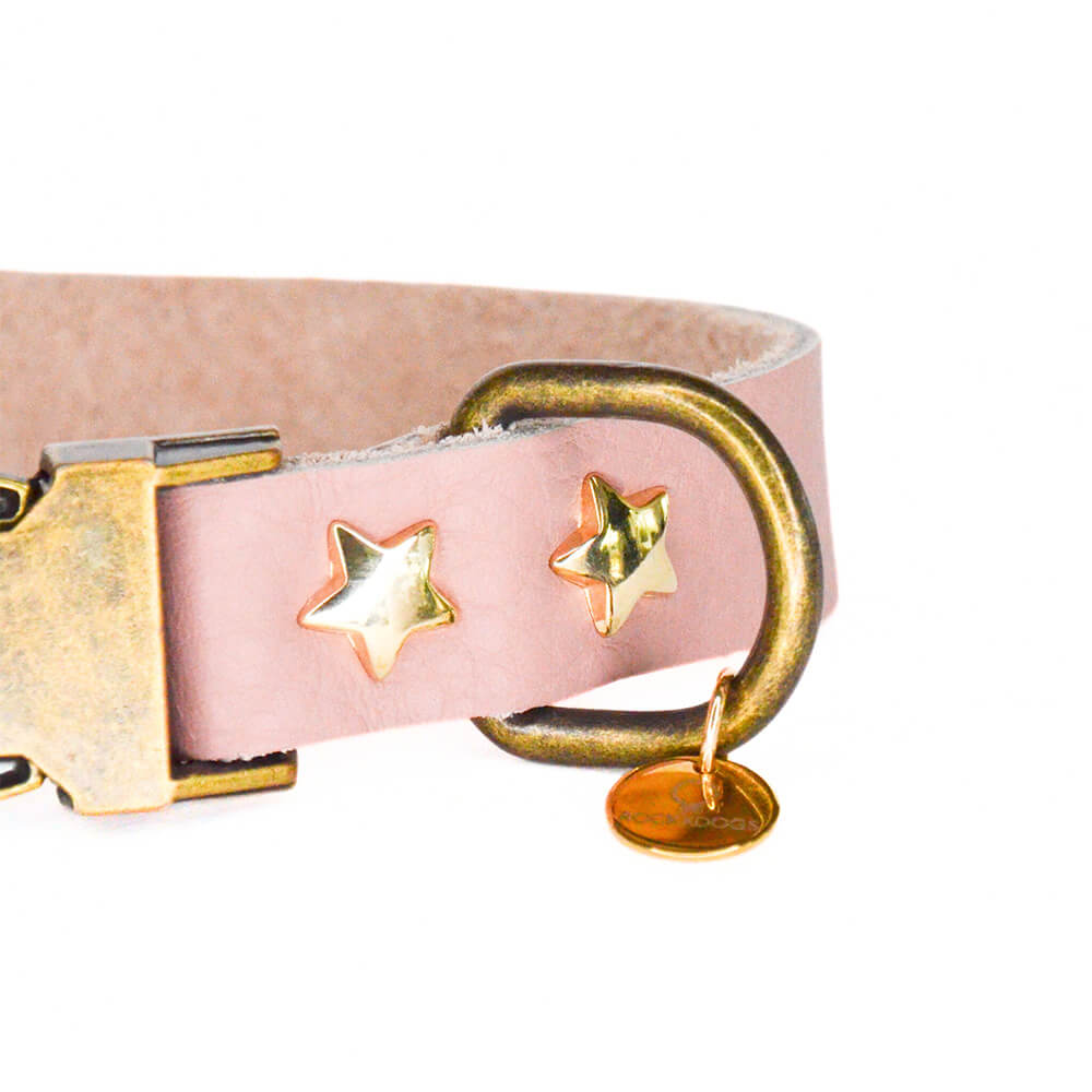 Rockxdogs - Leren halsband A star is born! - Blush