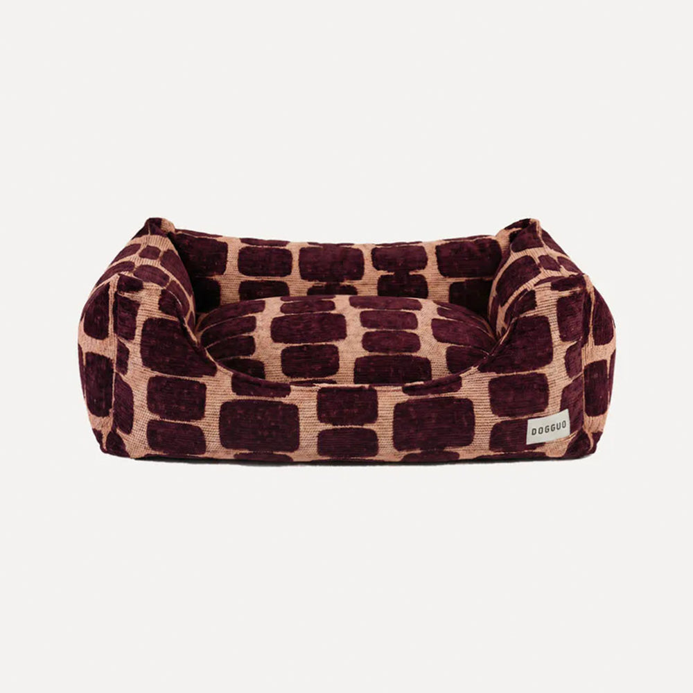 DOGGUO - Staple Stones sofa hondenmand - Peach/Bordeaux